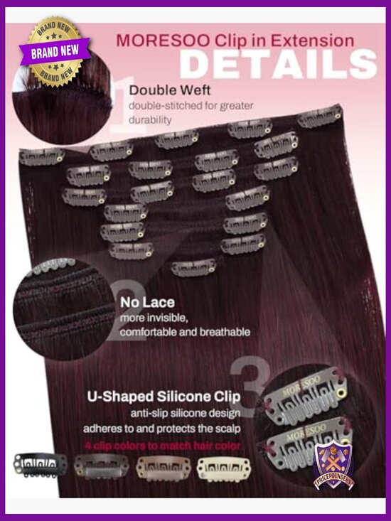 Clip in Real Human Hair Extensions Double Weft 22inch 120g 7 Pcs main image 6